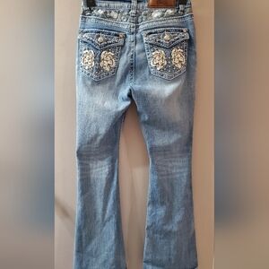 Western Style Westfield Eagles Blue Jeans with Embellished Pockets. Sz 7